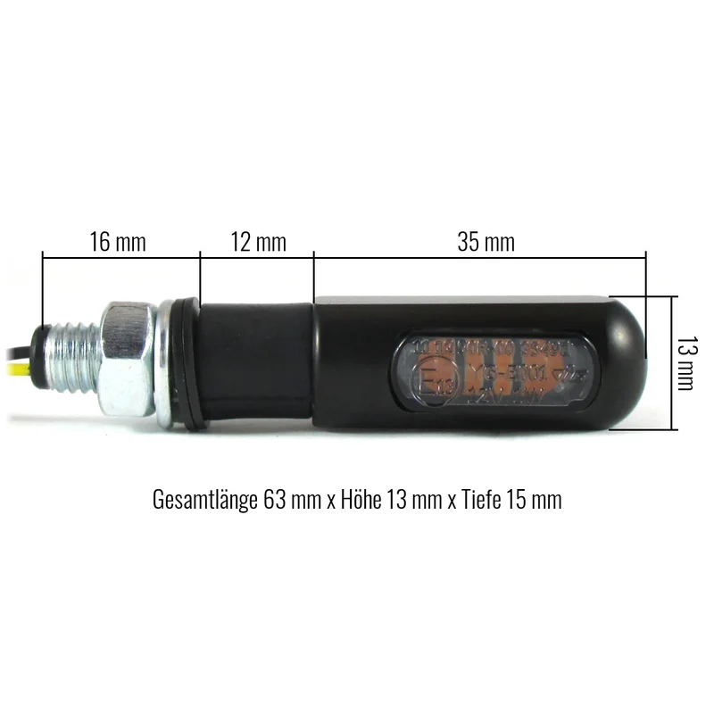 LED-Blinker Paar Progress-Line Heat schwarz, Getönt, M8, E-geprüft, 12V/1W