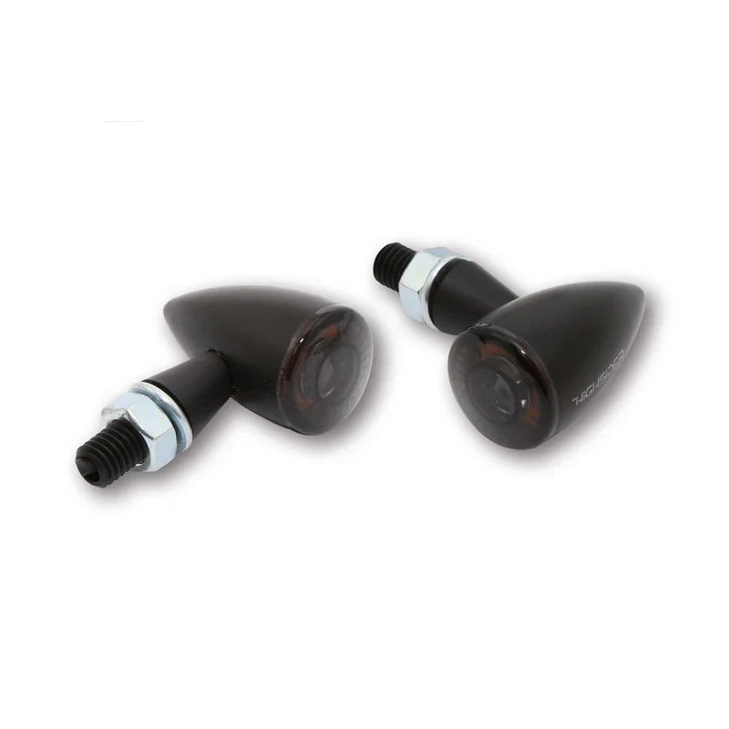 LED-Blinker Paar Highsider Montana Bullet schwarz, Getönt, M8, E-geprüft, 12V/3W