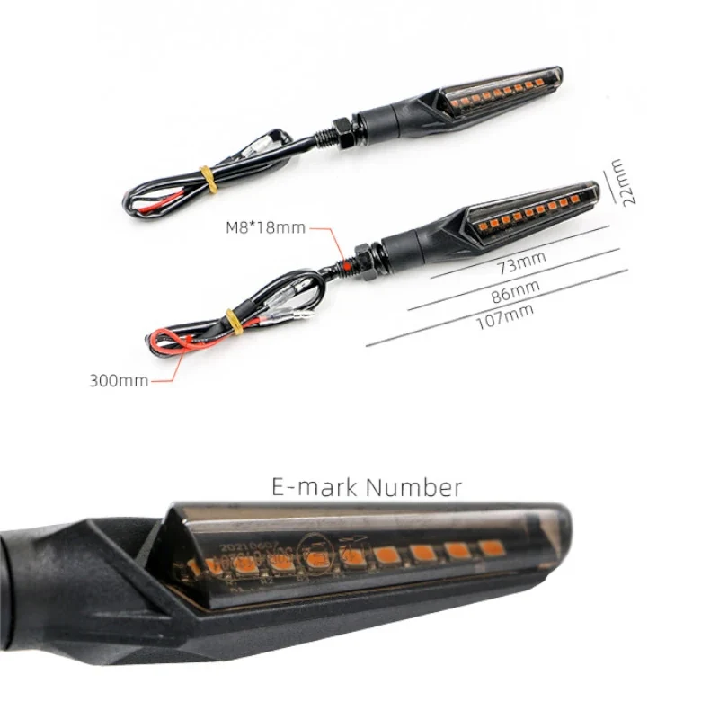 LED-Blinker Paar Progress-Line Sprint schwarz, Getönt, M8, E-geprüft, 12V/6W