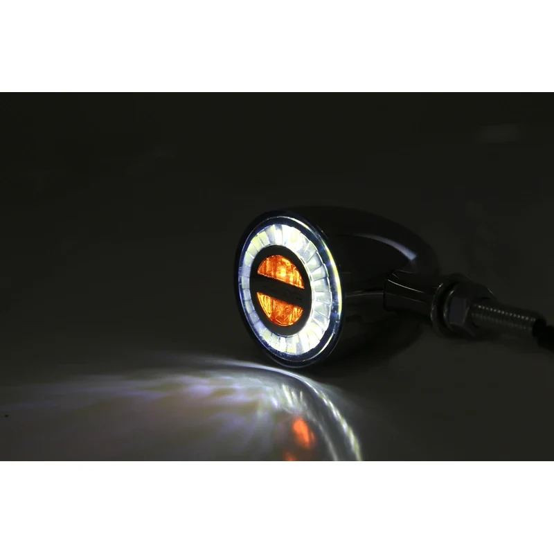 LED-Blinker mit Positionslicht Highsider Rocket Bullet 2in1 chrom, E-geprüft