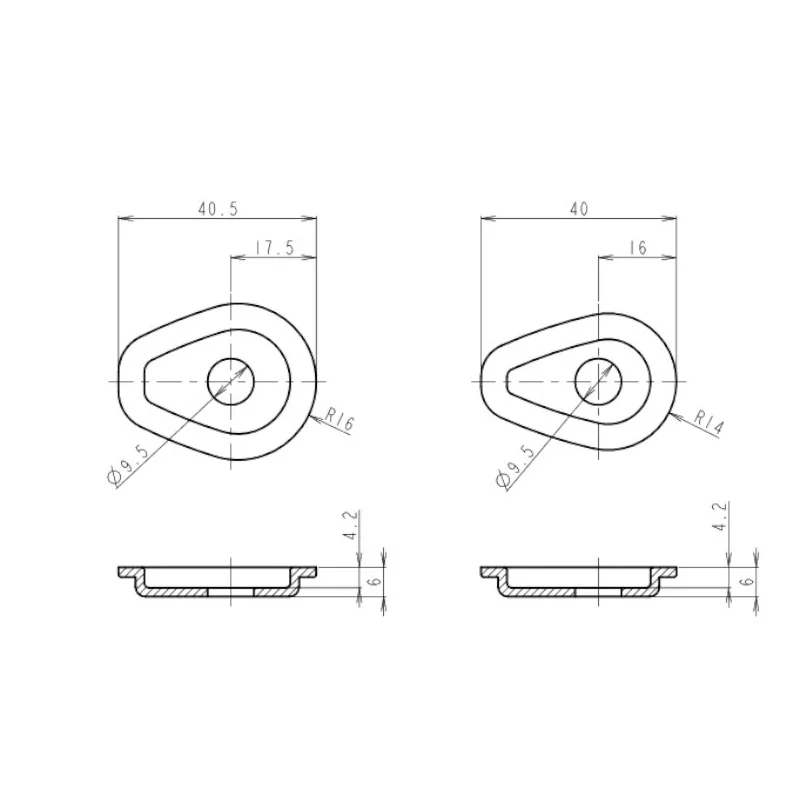 Blinker Adapterplatten Progress-Line Yamaha M8, Schwarz, ABS, 40x31 mm