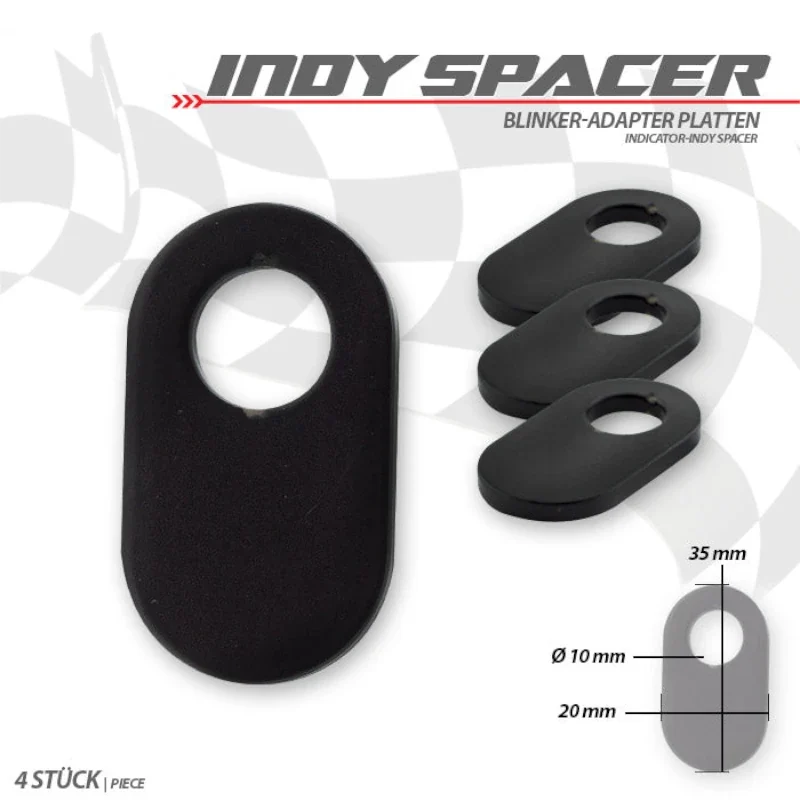 Blinker Adapterplatten Progress-Line M10, Schwarz, Alu, 35x20 mm