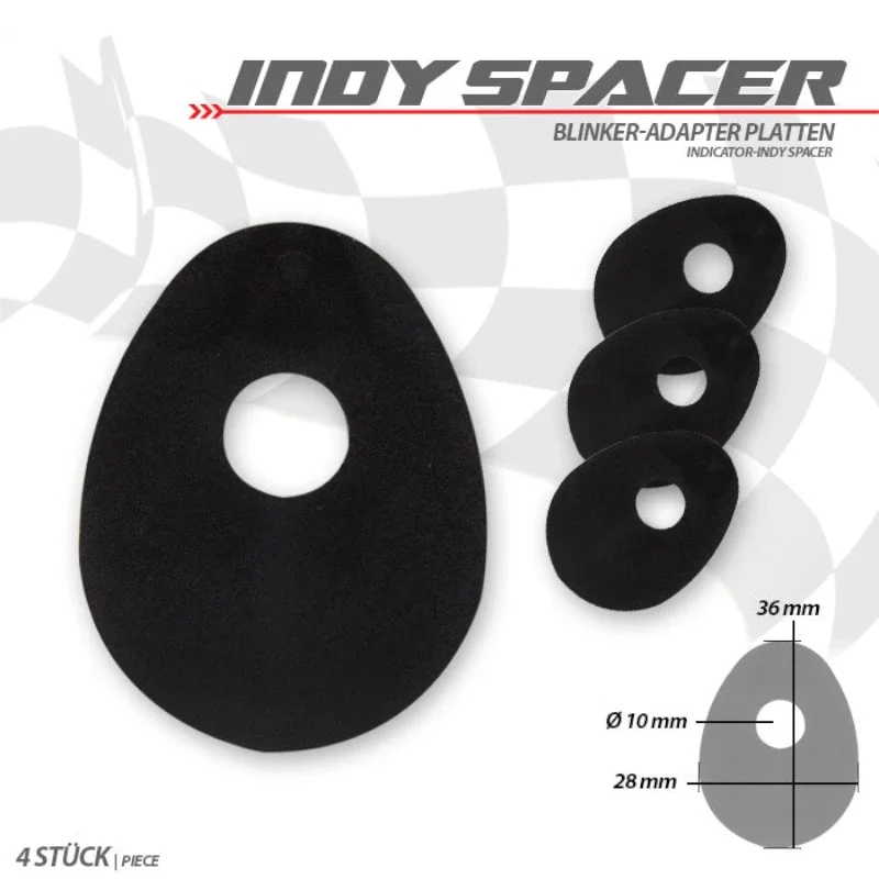 Blinker Adapterplatten Progress-Line Triumph M10, Schwarz, Alu, 36x28 mm