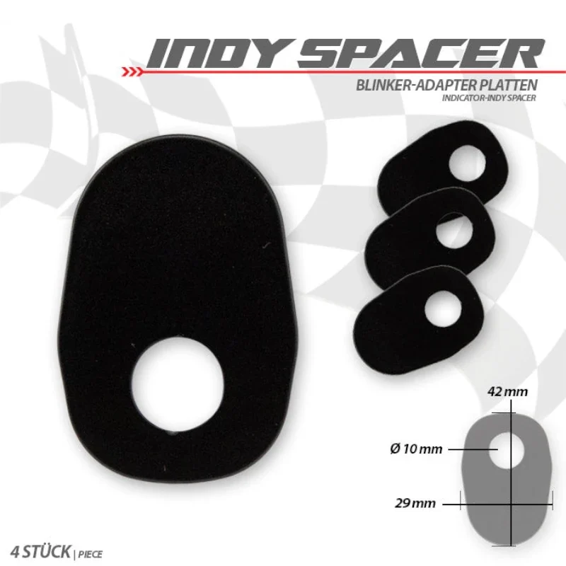 Blinker Adapterplatten Progress-Line Suzuki M10, Schwarz, Alu, 42x29 mm