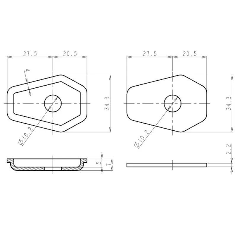 Blinker Adapterplatten Progress-Line Suzuki M10, Schwarz, ABS, 48x34 mm