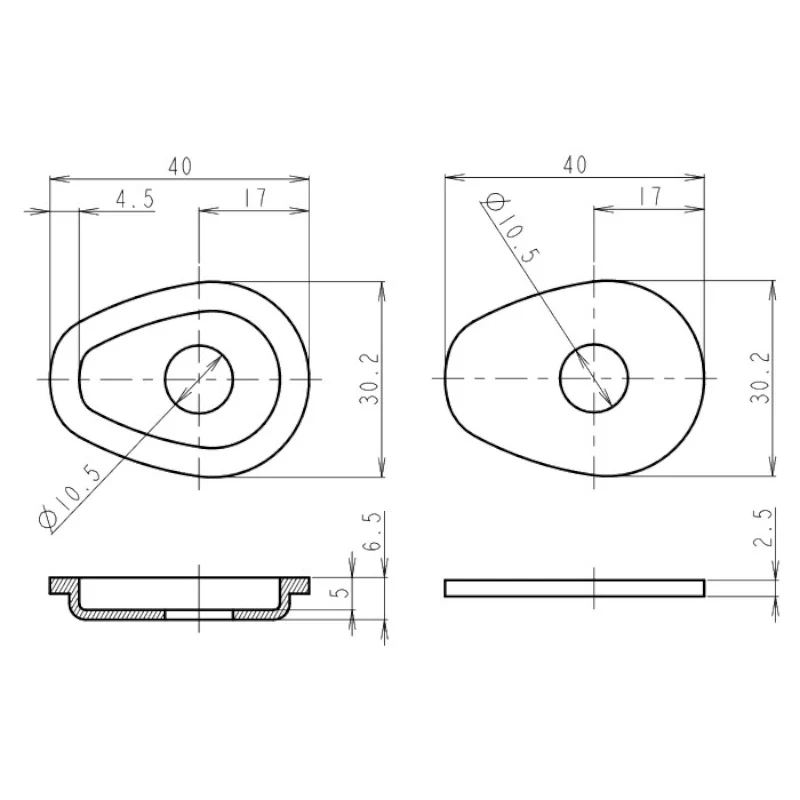 Blinker Adapterplatten Progress-Line Suzuki M10, Schwarz, ABS, 40x31 mm