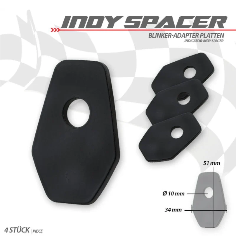 Blinker Adapterplatten Progress-Line Suzuki M10, Schwarz, Alu, 51x34 mm