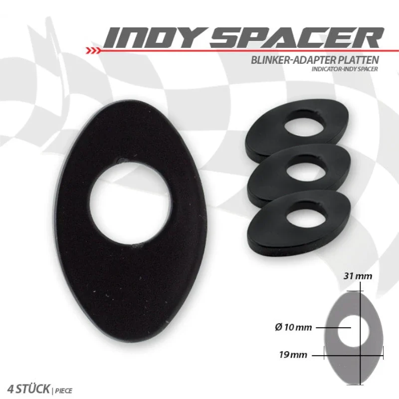 Blinker Adapterplatten Progress-Line M10, Schwarz, Alu, 31x19 mm