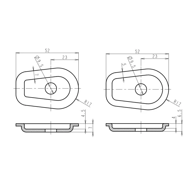 Blinker Adapterplatten Progress-Line Kawasaki M8, Schwarz, ABS, 52x35 mm