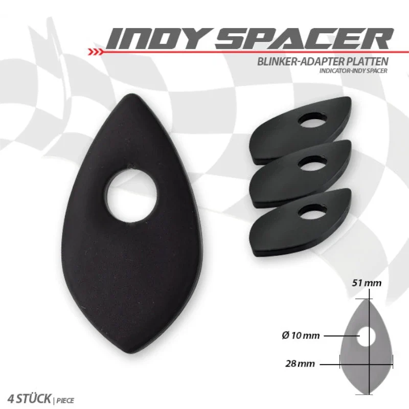 Blinker Adapterplatten Progress-Line Honda M10, Schwarz, Alu, 51x28 mm