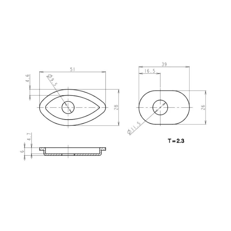 Blinker Adapterplatten Progress-Line Honda M8, Schwarz, ABS, 51x28 mm