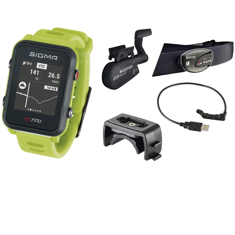 Sigma Sportuhr ID Tri neon grün SET
