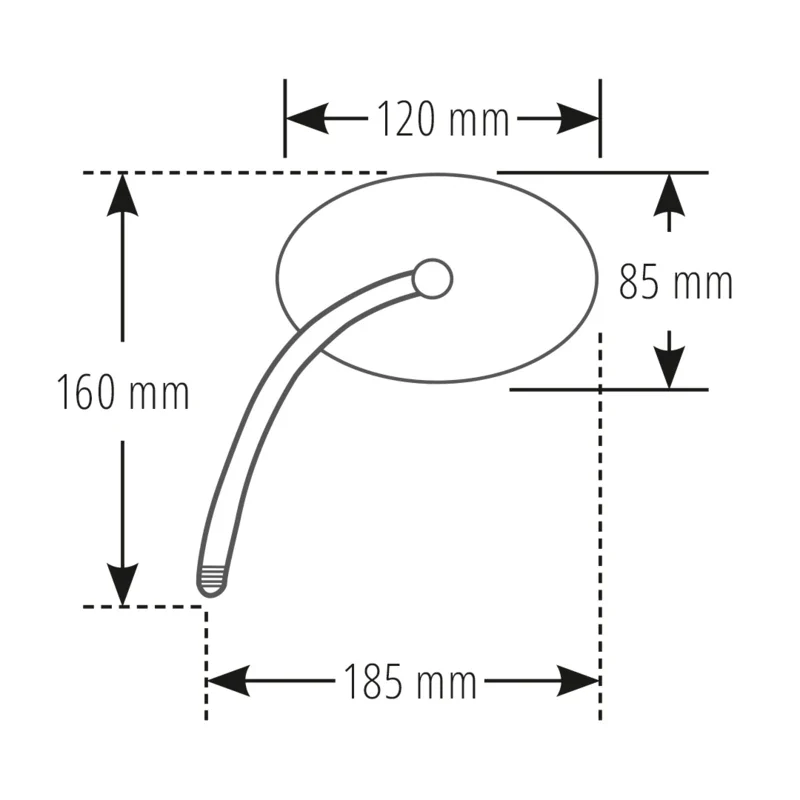 Lenkerspiegel Highsider Straight schwarz, ABS & Alu, E-geprüft, M10x1.25