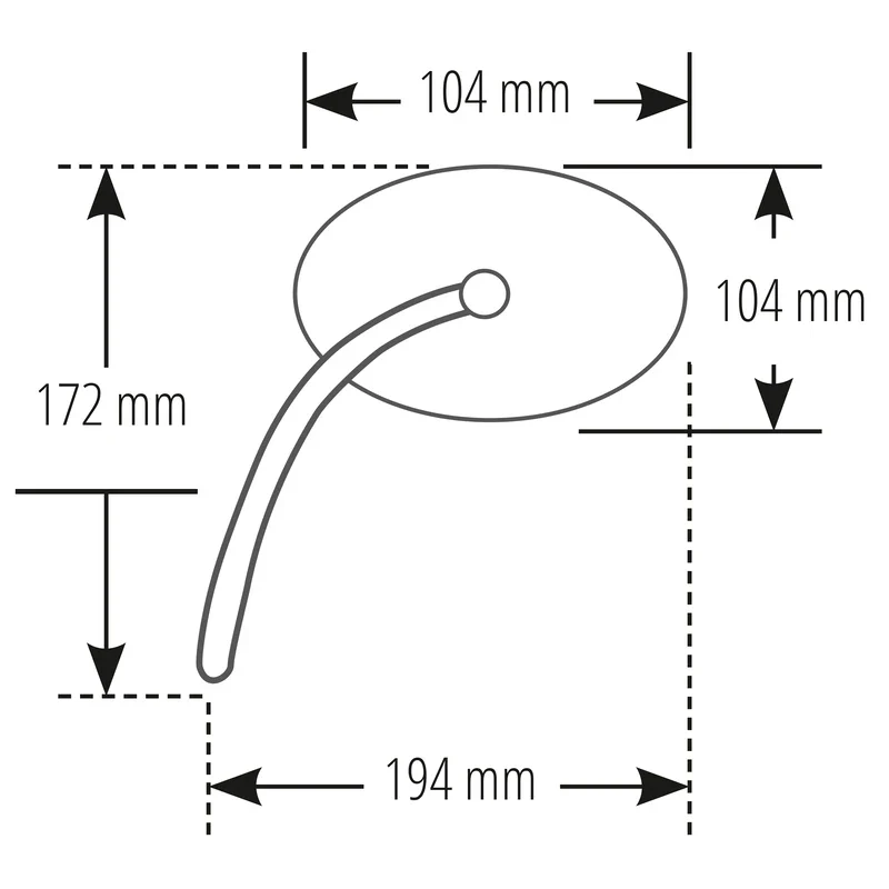 Lenkerspiegel Highsider Circula-S schwarz, ABS & Alu, E-geprüft, M10x1.25