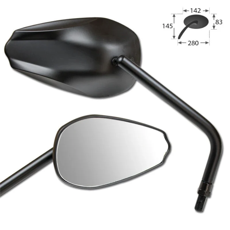 Lenkerspiegel Paar Como schwarz, Aluminium, E-geprüft, M10x1.25 Adapter