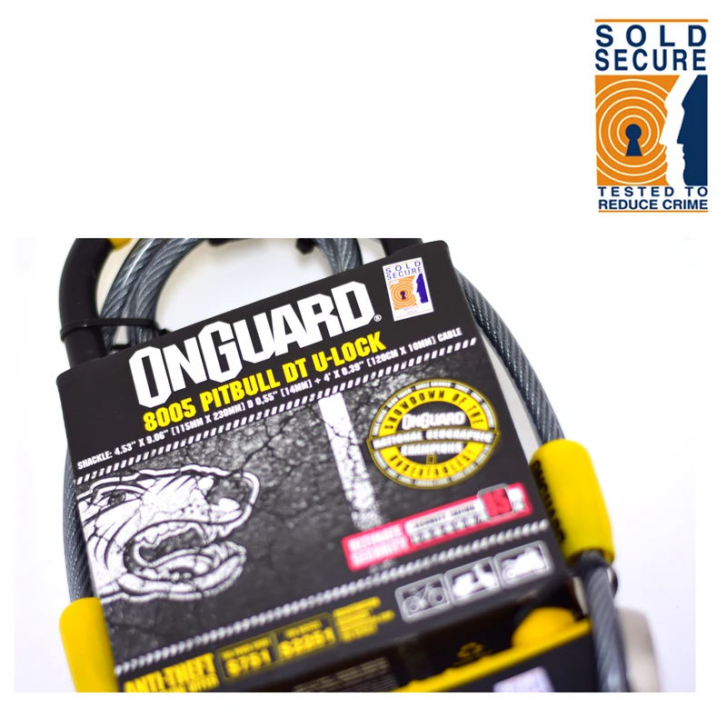 Onguard Pitbull DT 8005 Bike D Lock With Cable