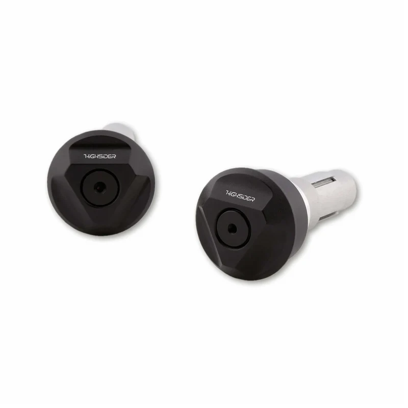 Lenkerenden Highsider Tetra mit Spiegelaufnahme, Schwarz, Klemmung 12-22 mm