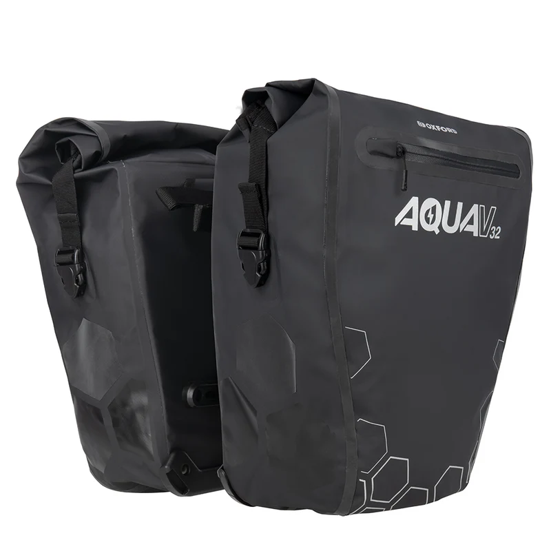 Oxford Aqua V 32 Double Rear Bike Pannier Bags Black