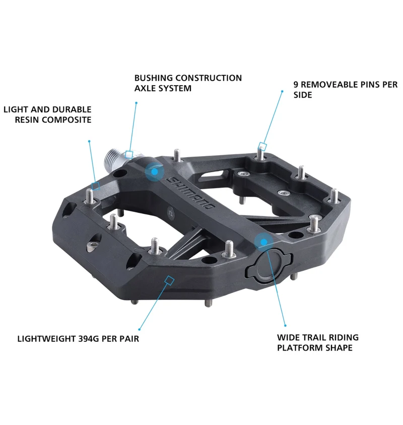 Shimano PD-GR400 Resin With Pins 9/16 Inch Platform Bike Pedals