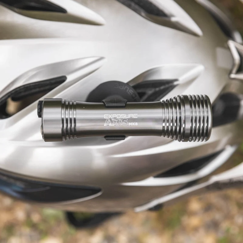 Exposure Axis Mk9 2023 Gun Metal With Helmet & Handlebar Mounts Front Bike Light