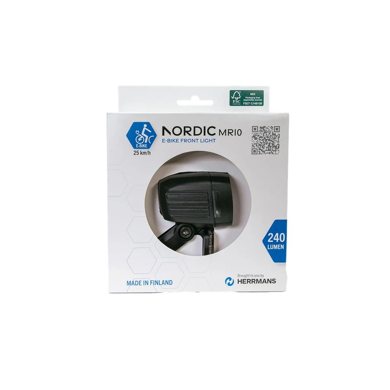 Herrmans Nordic MR10, schwarz, mit Halter LED-E-Bike-Scheinwerfer HERRMANS