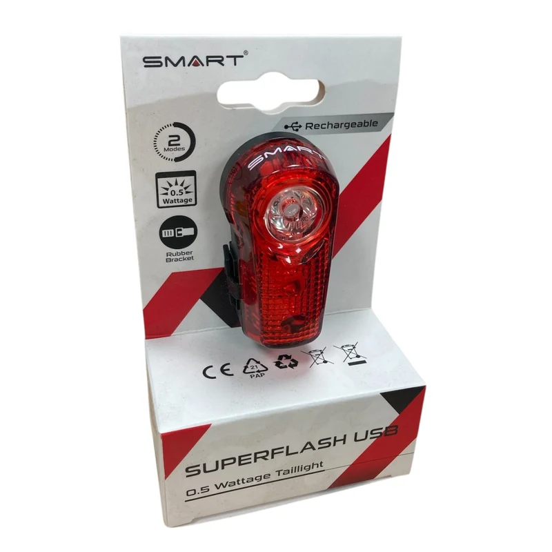 Rear Bike Light Smart Superflash 0.5W Rechargeable Black