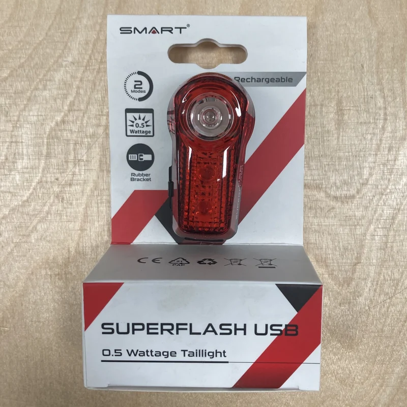 Rear Bike Light Smart Superflash 0.5W Rechargeable Black